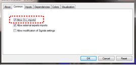 MT4 Allow DLL imports setting