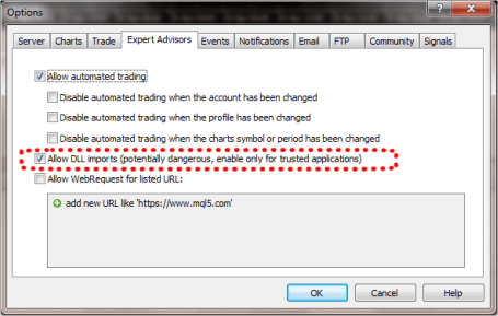 MT5 Expert Advisors Settings